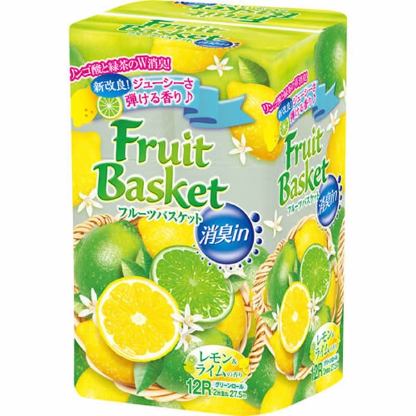 Marutomi fruit basket бумага туалетная 2х слойная, лимон лайм, 27,5 м, 12 рулонов