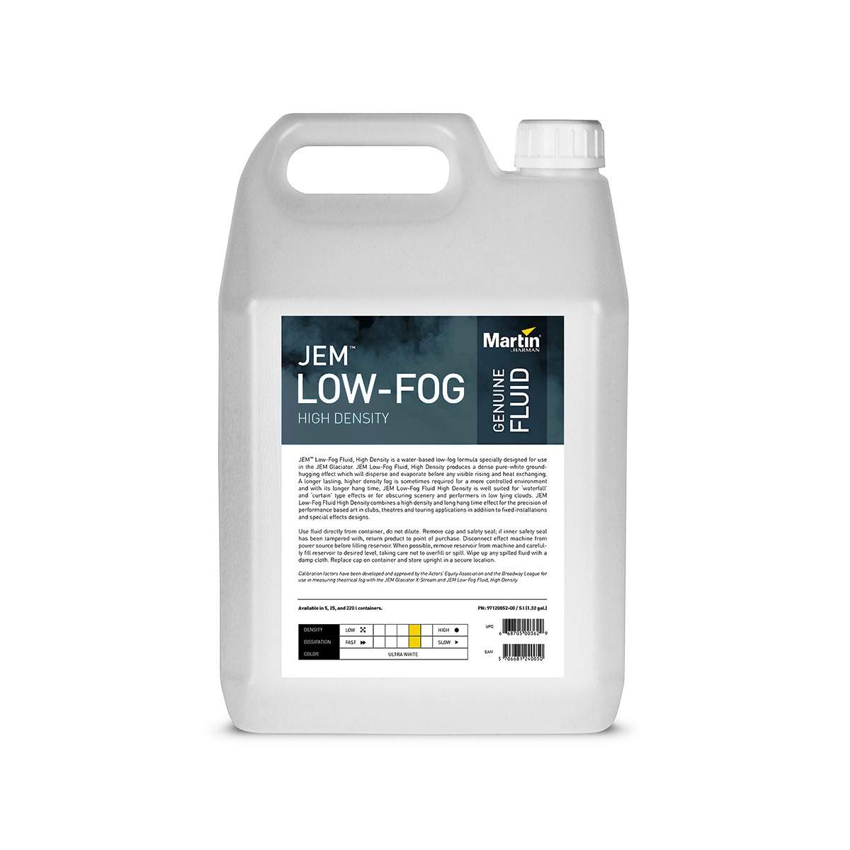 фото Жидкость для генераторов дыма высокой плотности martin jem low-fog fluid high density 5 l