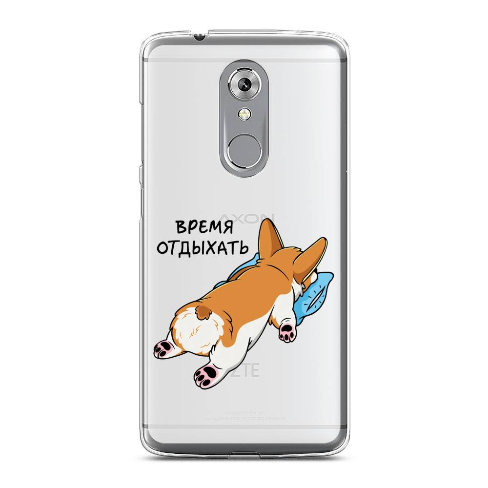 

Чехол на ZTE Axon 7 "Корги отдыхает", Черный;коричневый;голубой, 131450-1