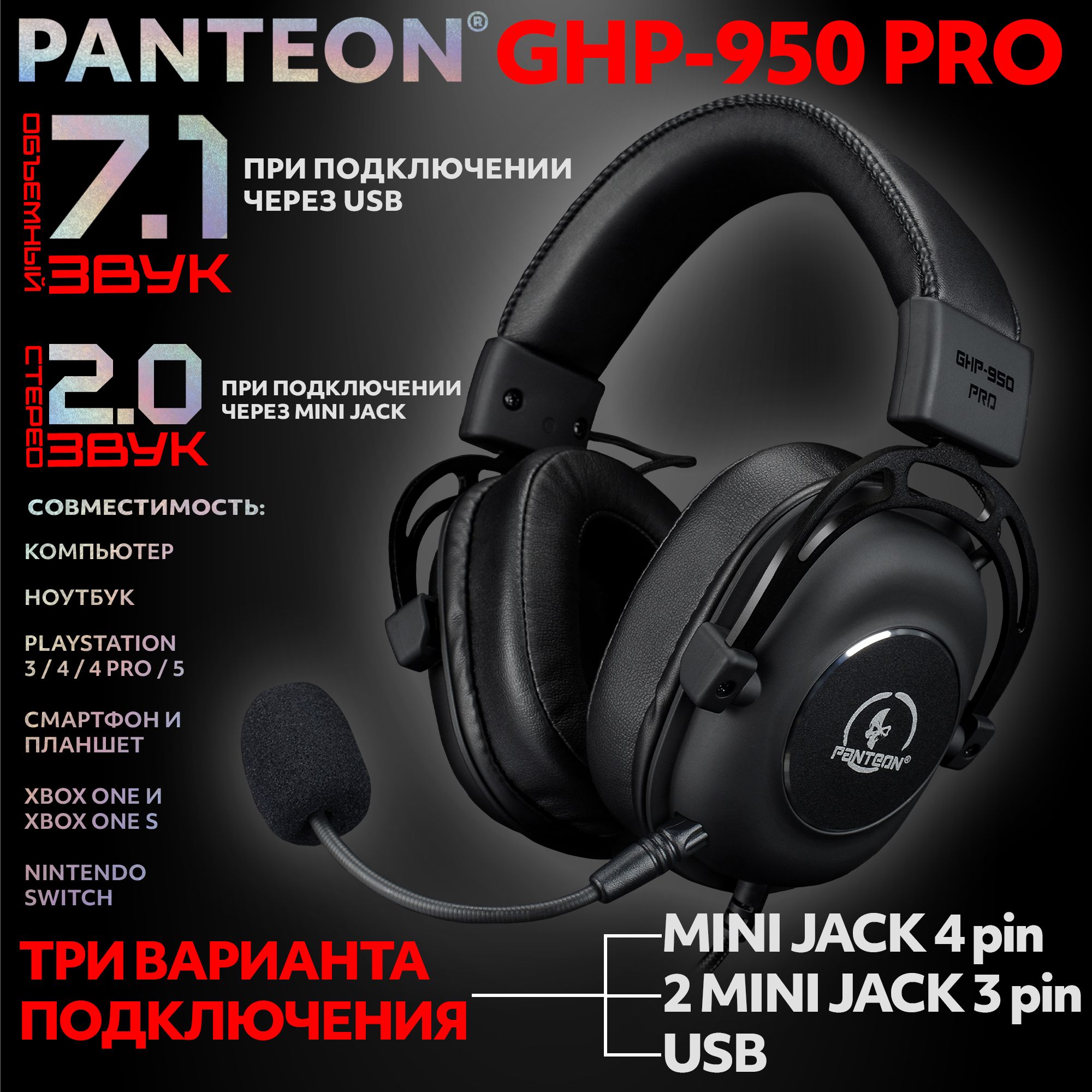 

Наушники PANTEON GHP-950 черный (GHP-950 PRO), GHP-950