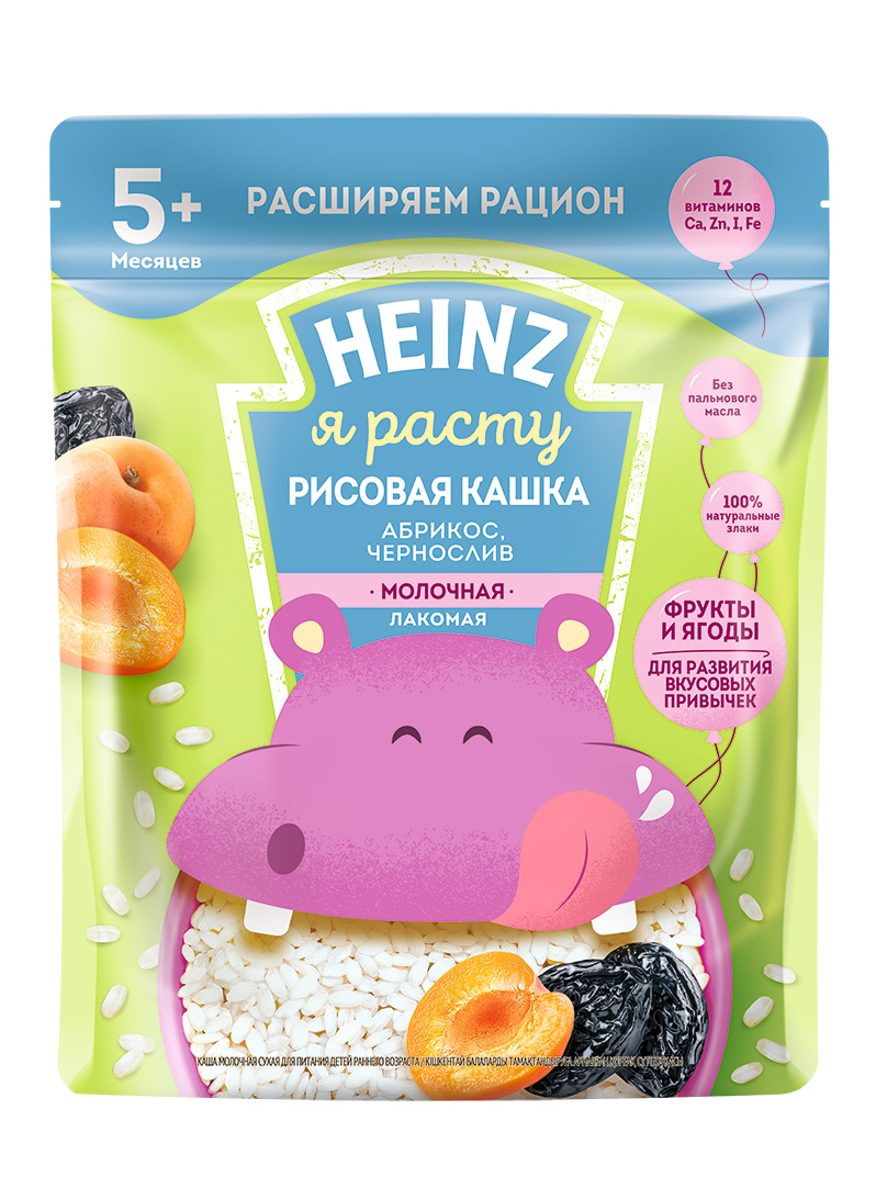 Каша молочная Heinz Рисовая абрикос, чернослив с 5 мес. 170 г