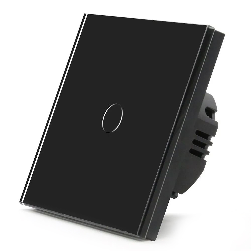 Сенсорный выключатель одноклавишный 500Вт 1 клавиша, панель стекло Черный