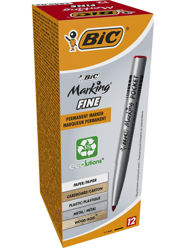 

Маркер перманентный BIC Marking FINE Ecolutions Коробка x12 красный