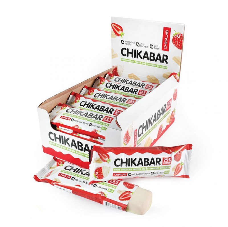 фото Батончик chikabar 20*60 г - клубника со сливками bombbar