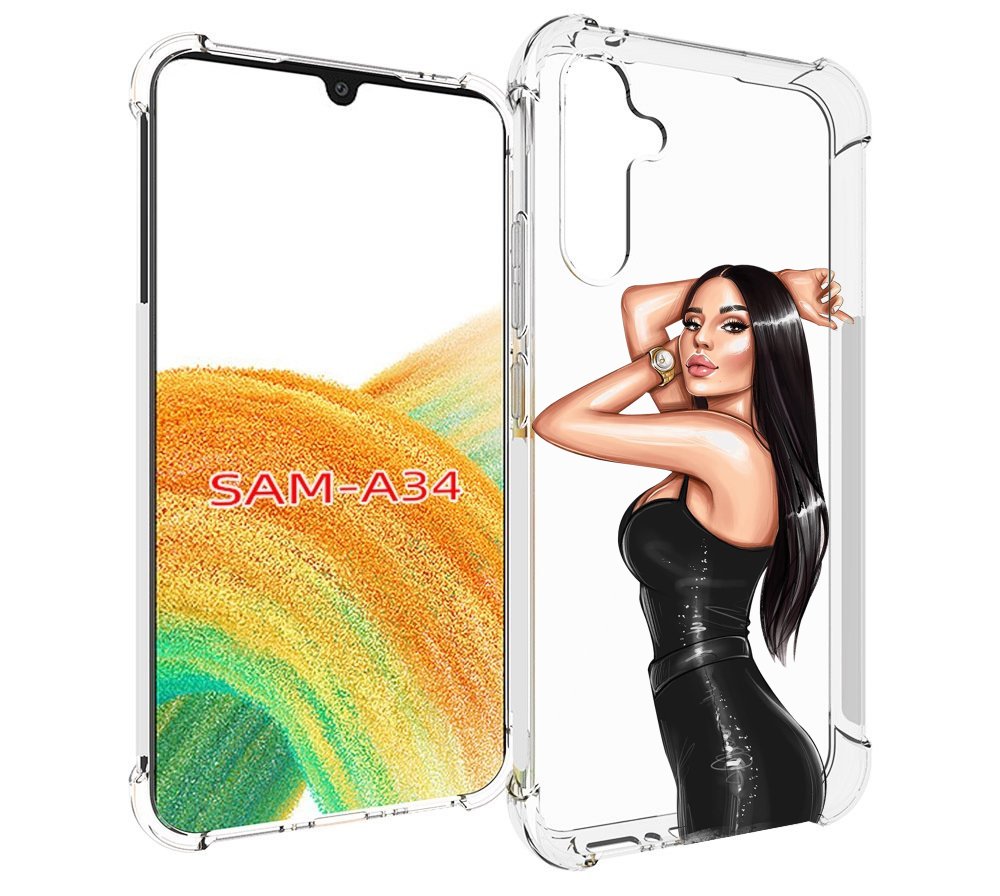 

Чехол MyPads Брюнетка-с-часами для Samsung Galaxy A34, Tocco