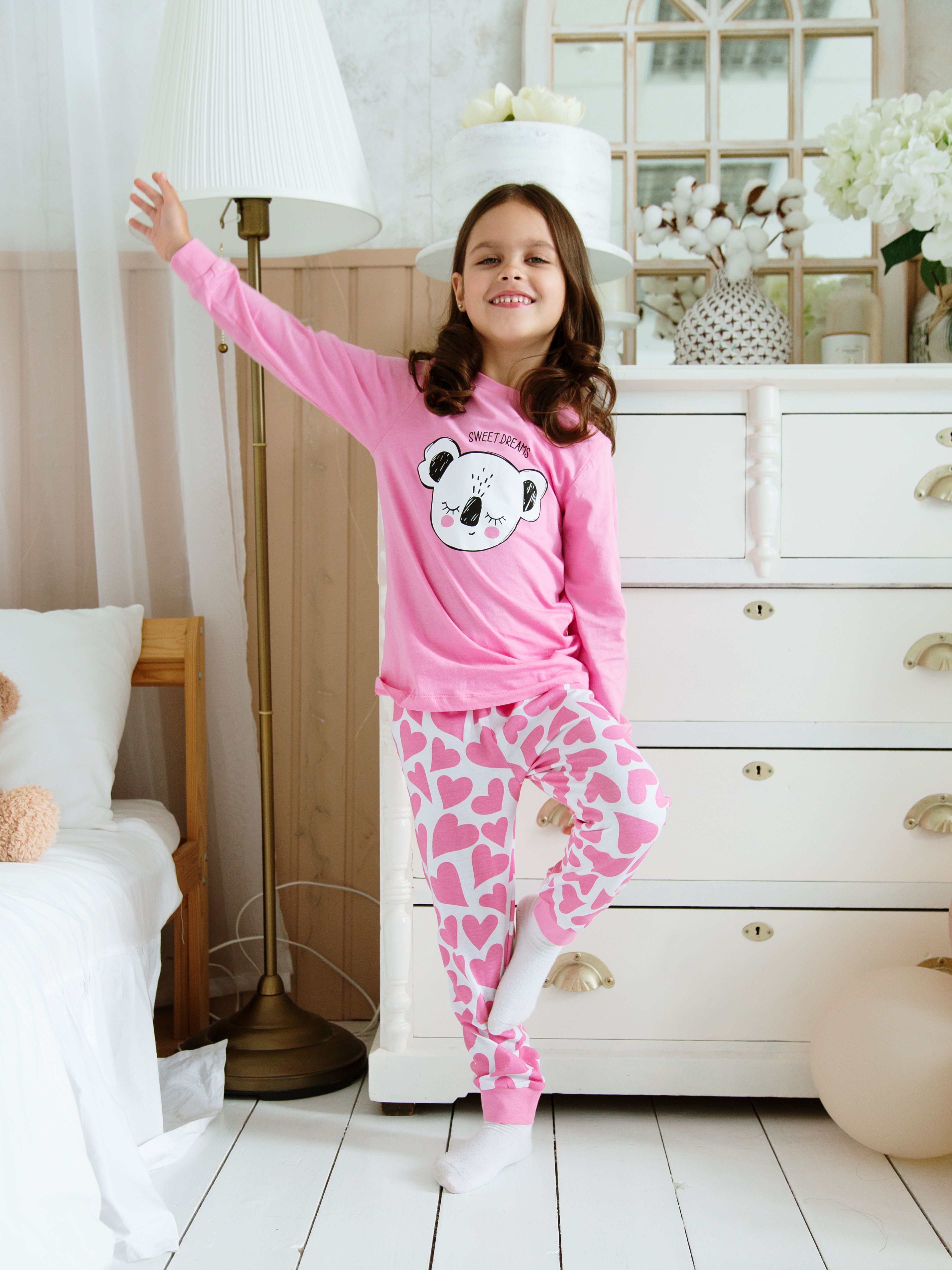 Пижама детская Ohana kids Panda, розовый, 116