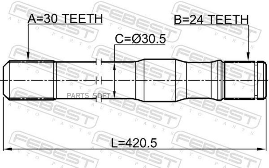 

Полуось правая 30x421x24 0112-HZJ79RH