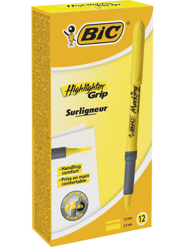 

Текстовыделитель BIC Highlighter Grip Коробка x12