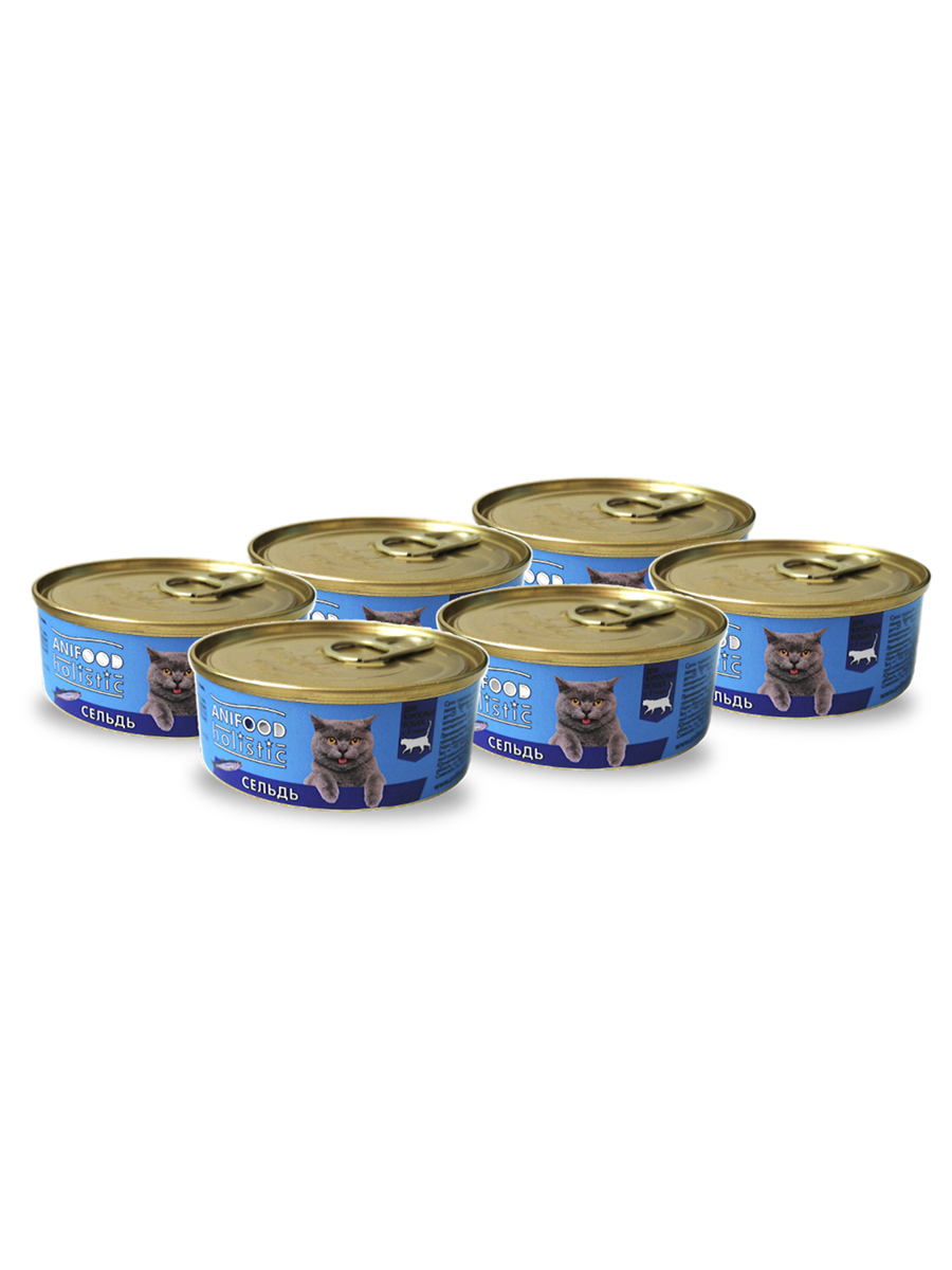 Консервы для кошек ANIFOOD HOLISTIC сельдь в желе, 6шт по 100г