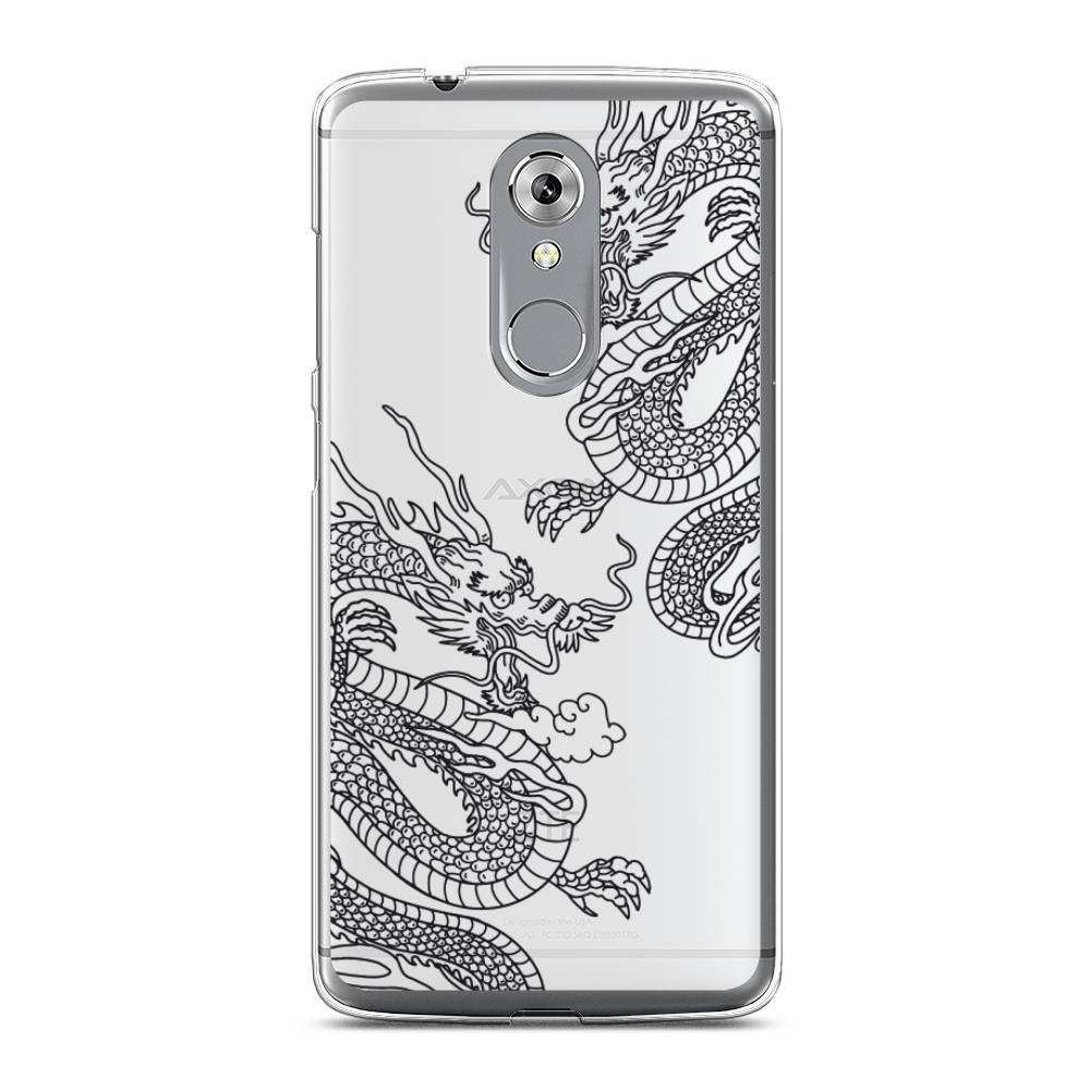 

Чехол на ZTE Axon 7 "Два китайских дракона", Серый;черный, 131450-1