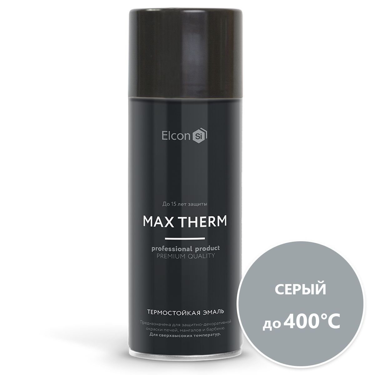 Краска Elcon Max Therm термостойкая до 400С серая аэрозоль 520 мл 339₽