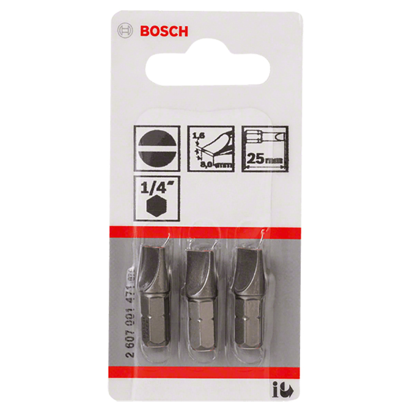 

Набор бит Bosch 3шт 25ММ S 1.6Х8.0 XH (471)