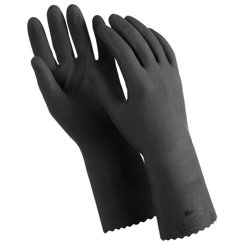 фото Перчатки латексные manipula кщс-1, двухслойные, размер 8 (m), черные, l-u-03