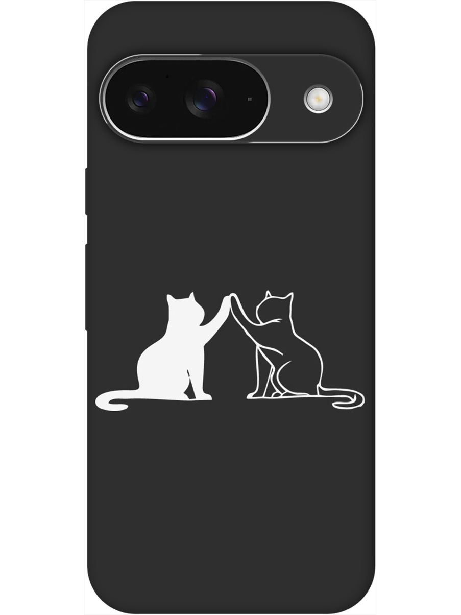

Силиконовый чехол на Google Pixel 9 с принтом "Кошки" матовый черный, Черный;белый;серый, 784809771