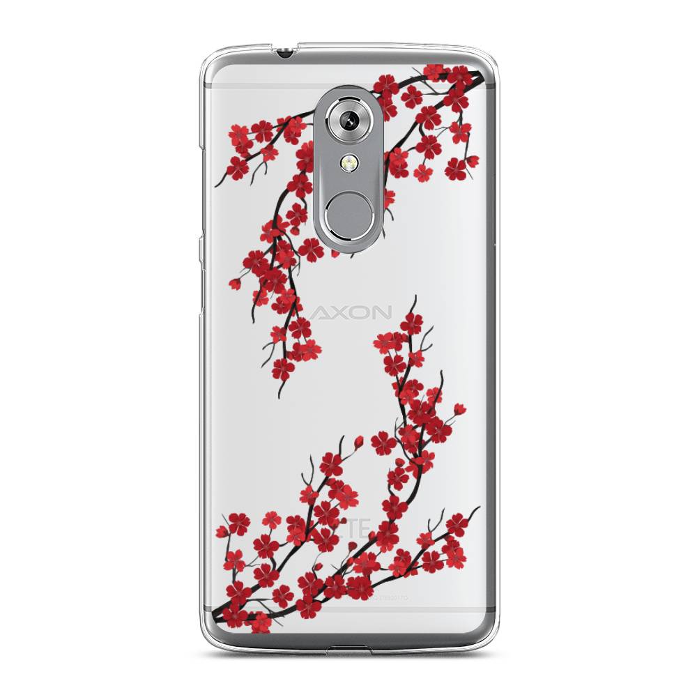 

Чехол на ZTE Axon 7 "Красная сакура", Красный;черный, 131450-2