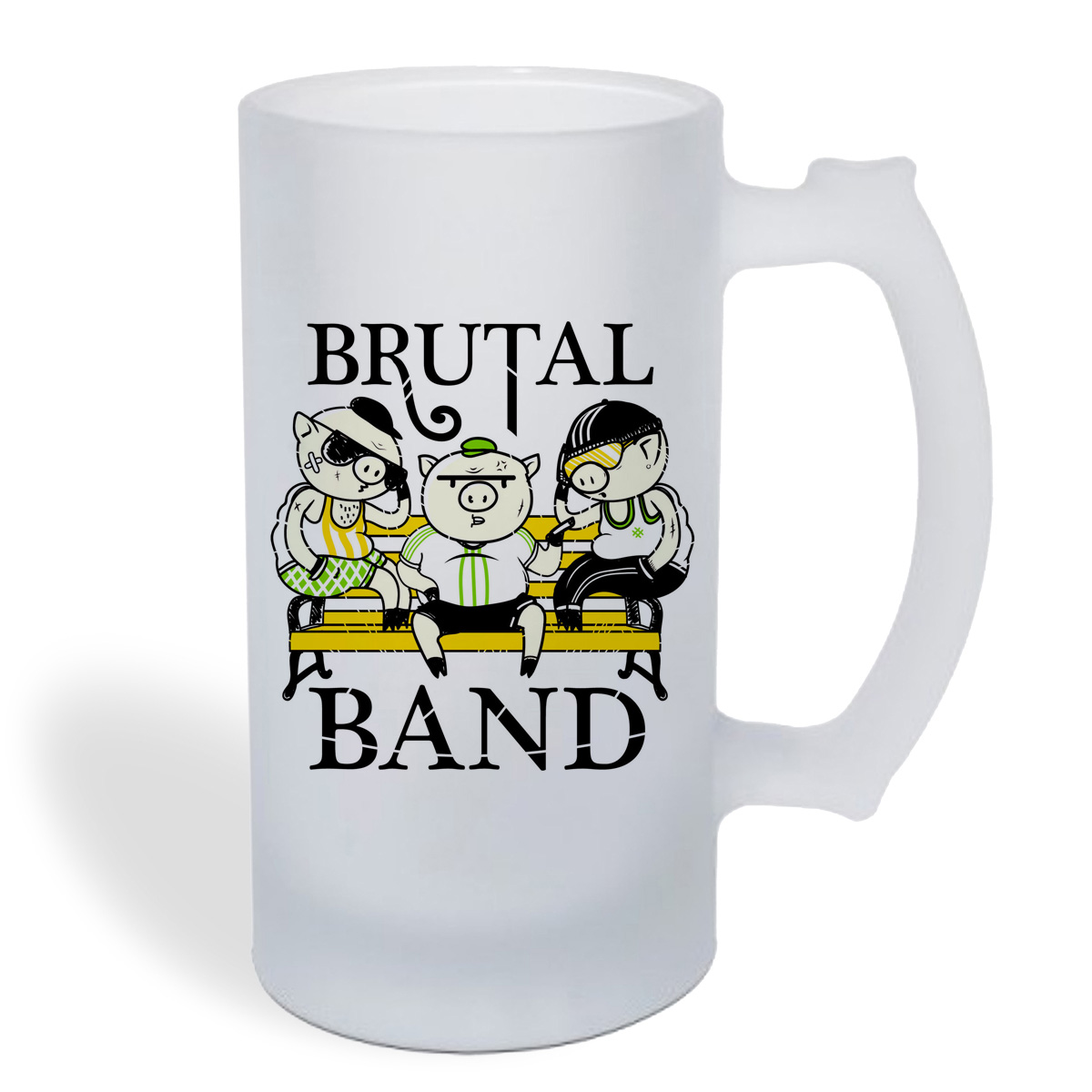 

Кружка пивная CoolPodarok Прикол. Хрюшки brutal band