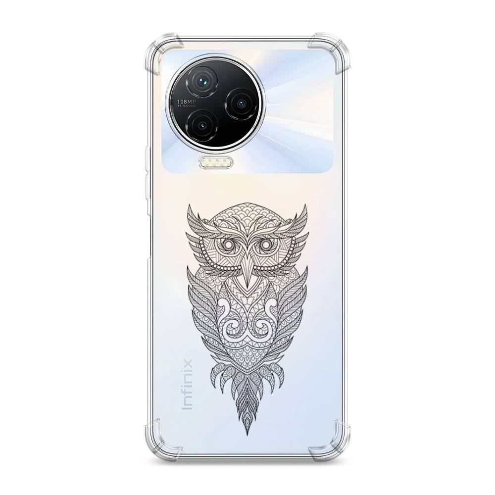 

Чехол Awog на Infinix Note 12 Pro 4G/ Note 12 (2023) "Филин графика", Черный, 3103051-1