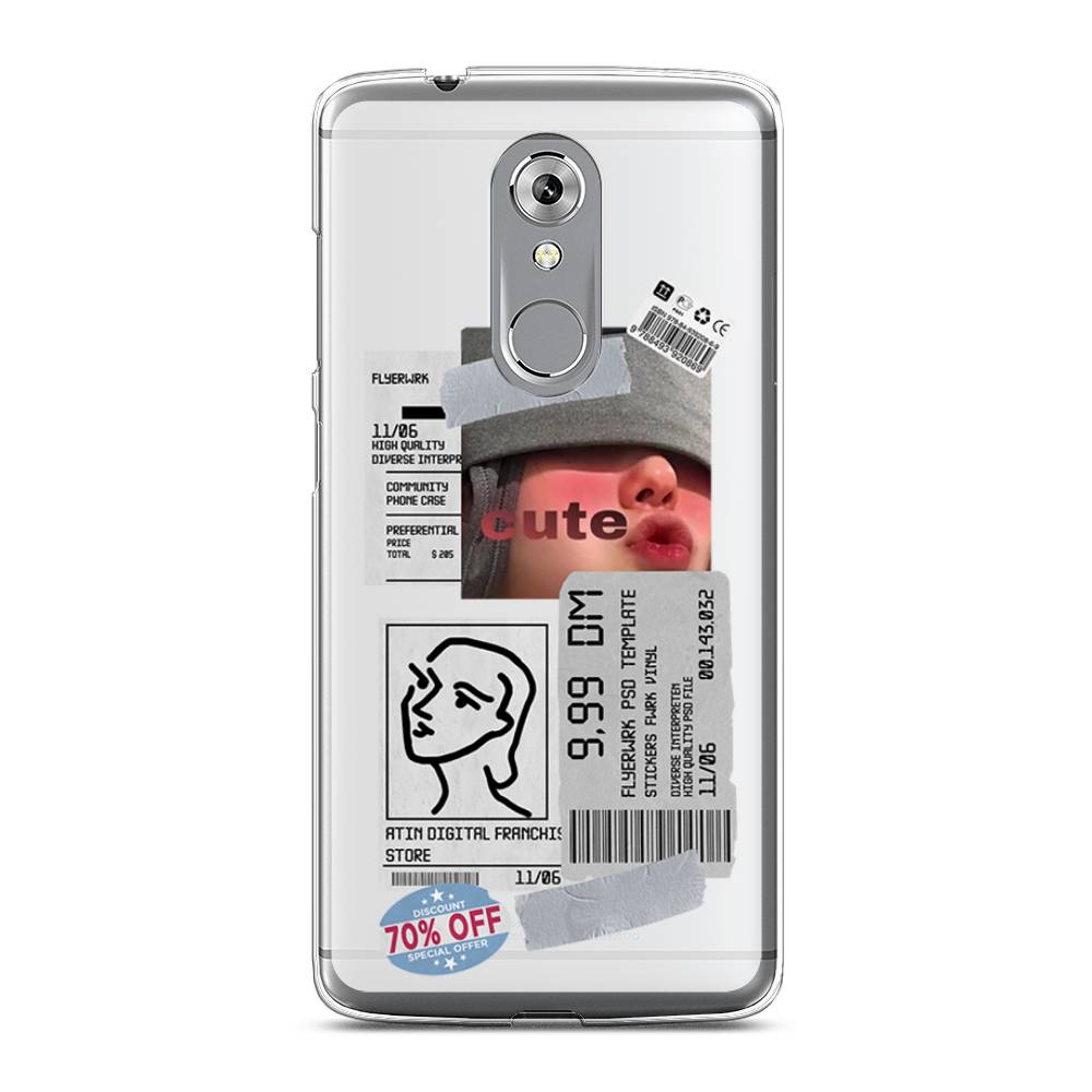 

Чехол на ZTE Axon 7 "Cute girl collage", Розовый;серый;голубой, 131450-6