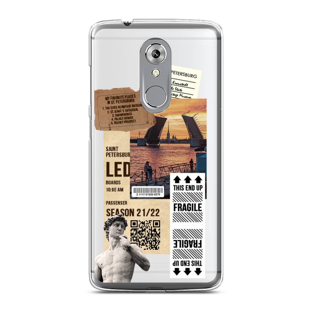 

Чехол на ZTE Axon 7 "Санкт-Петербург коллаж", Коричневый;бежевый;белый, 131450-6