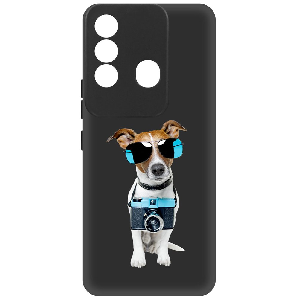 фото Чехол-накладка krutoff soft case пес-турист для itel vision 3 plus черный