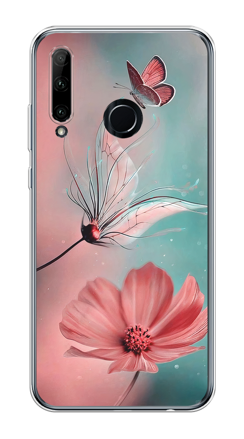 

Чехол на Honor 20e "Бабочка и цветок", Голубой;розовый, 6104150-1