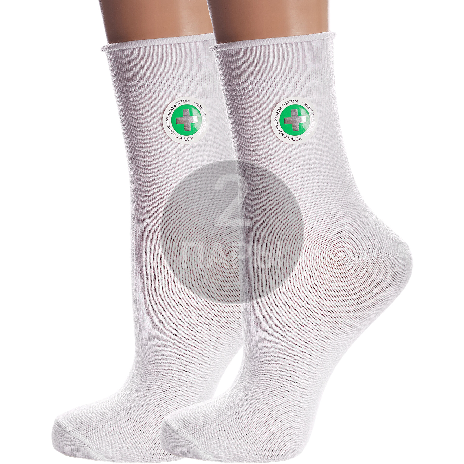 Комплект носков женских Para Socks 2-L1D19 белых 23, 2 пары