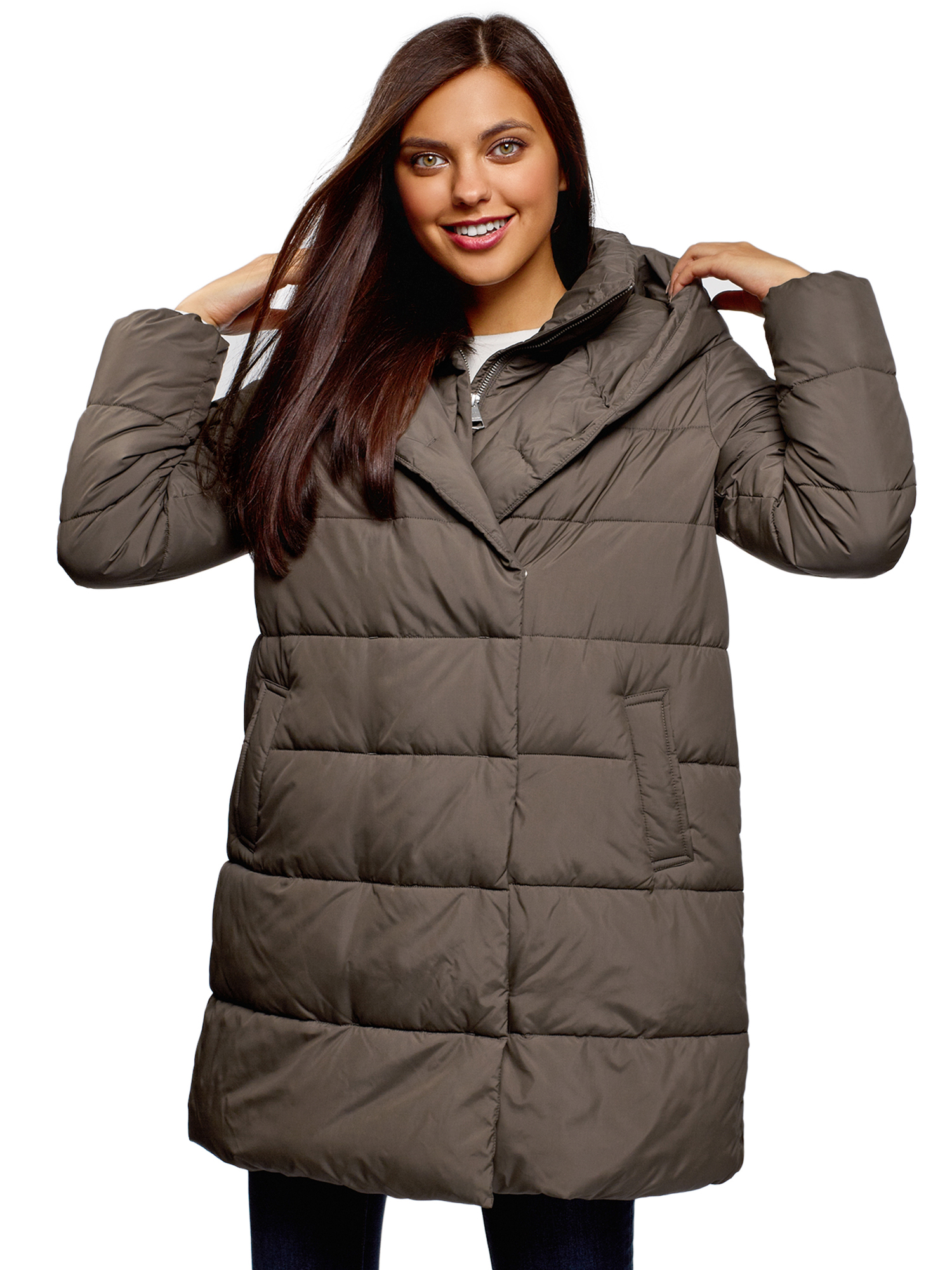 

Пальто женское oodji 10203074 коричневое 40/170, Коричневый, 10203074