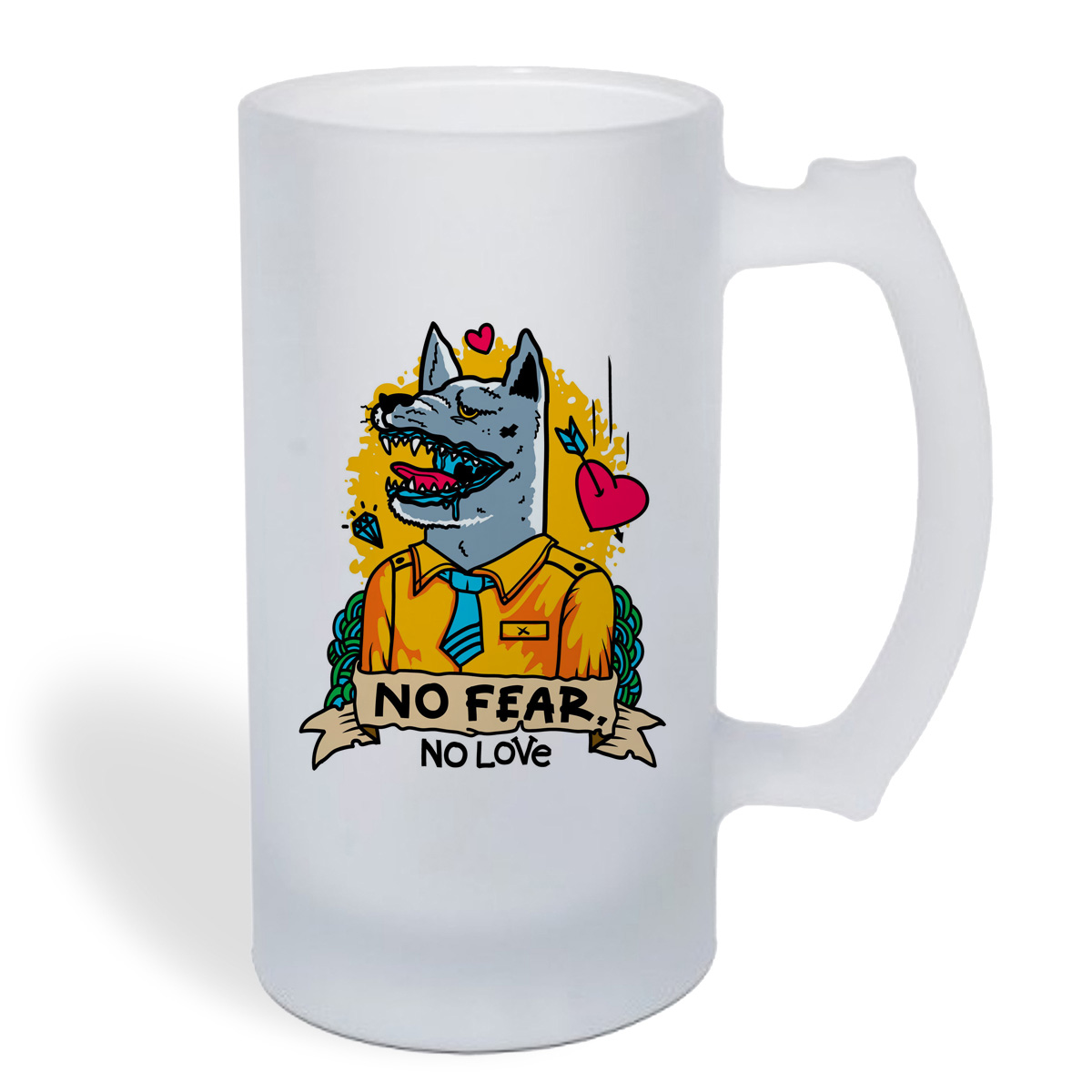 

Кружка пивная CoolPodarok Прикол. Волк no fear
