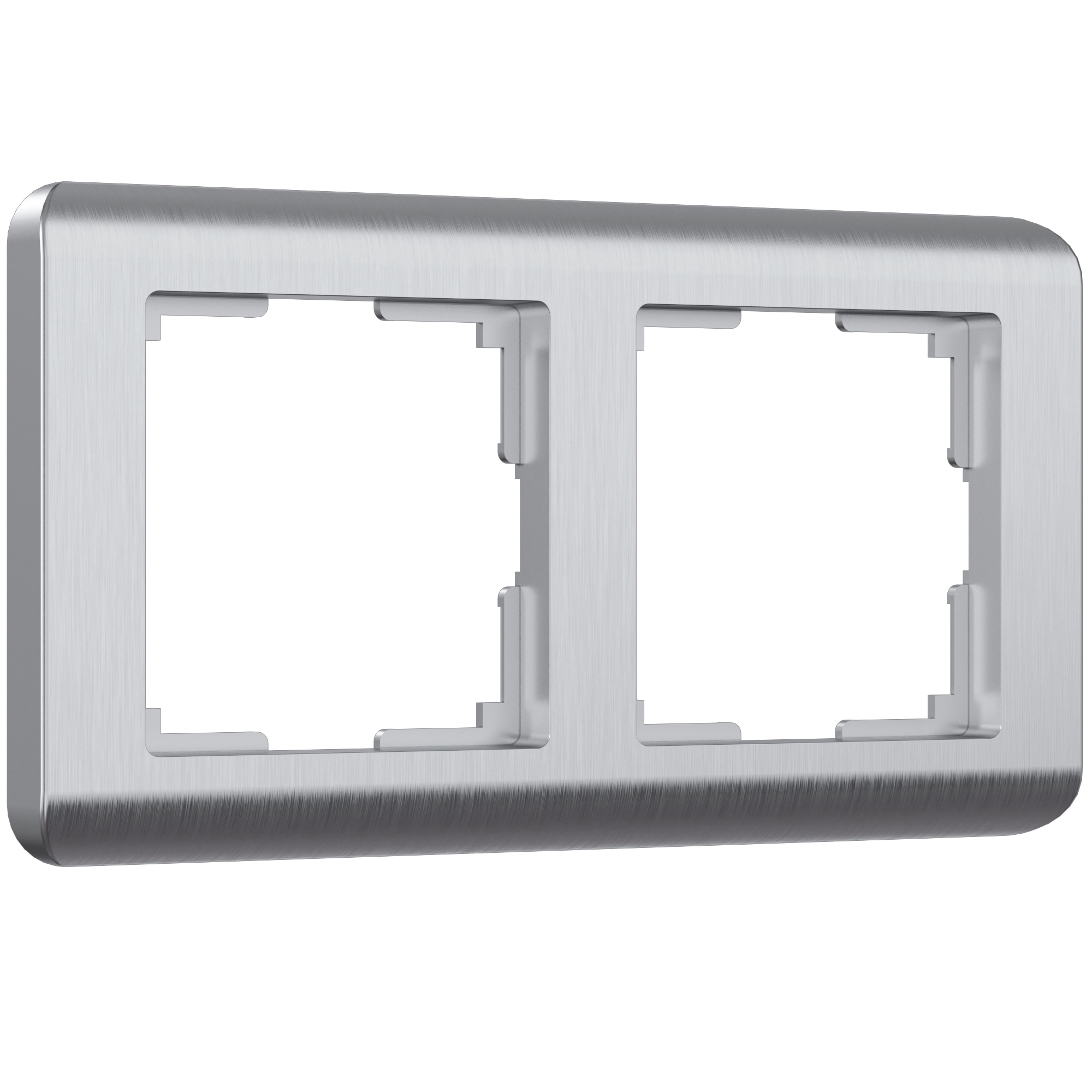 Рамка для розетки / выключателя на 2 поста Werkel W0022106 Stream серебряный пластик рамка на 4 поста серебряный werkel wl12 frame 04 w0042106