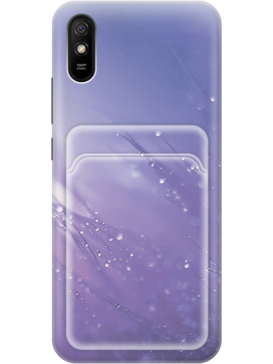 

Силиконовый чехол на Xiaomi Redmi 9A с рисунком "Капли на синей траве", Белый;синий, 20012020