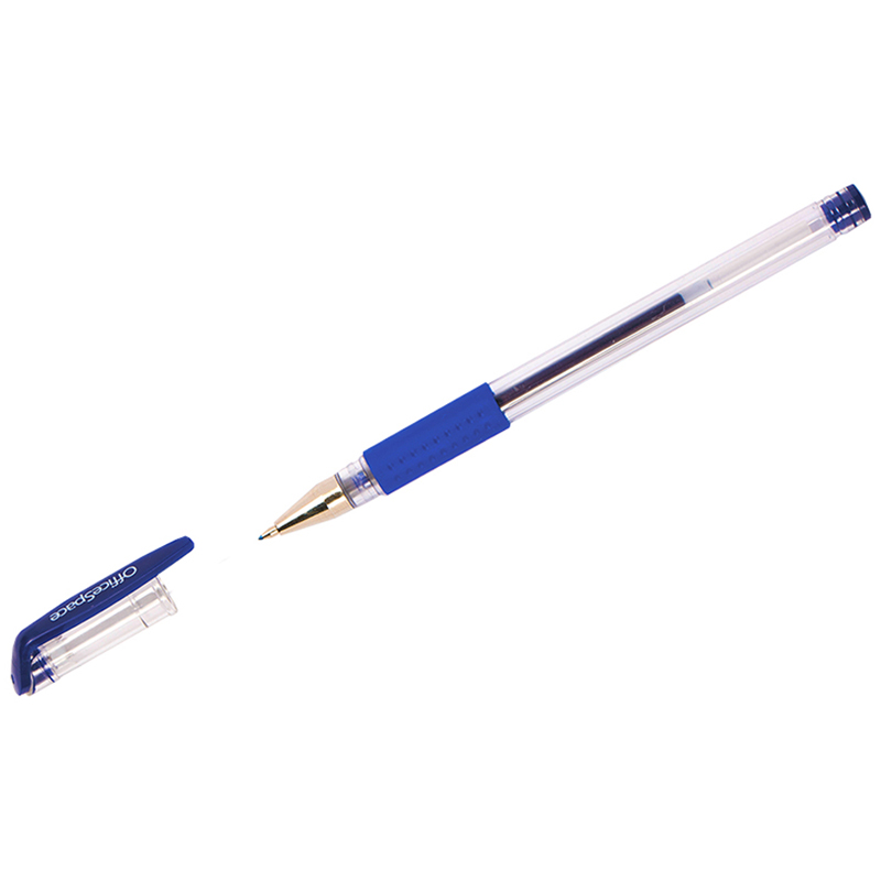 Ручка гелевая OfficeSpace синяя 05мм грип 12 шт.