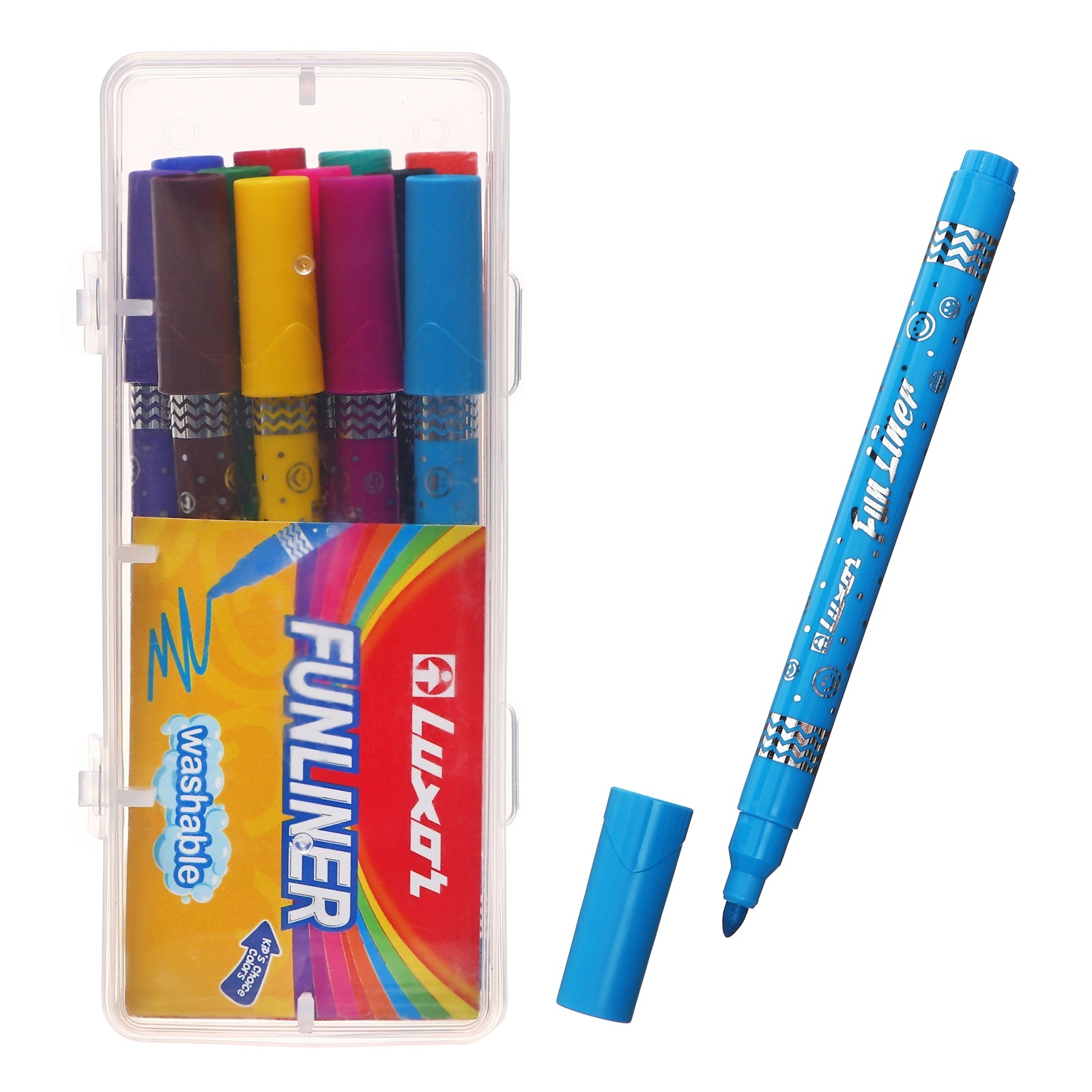 

Фломастеры Luxor Fun Liner, 12 цветов, Разноцветный, Fun Liner