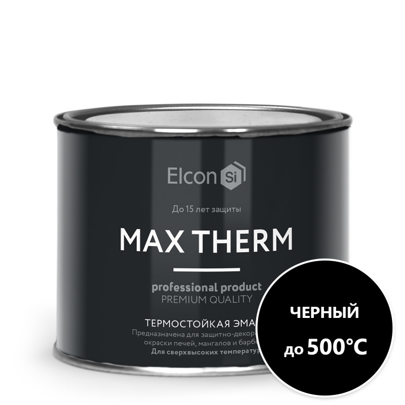 Термостойкая антикоррозийная эмаль Elcon до 500° черный (0.4 кг)