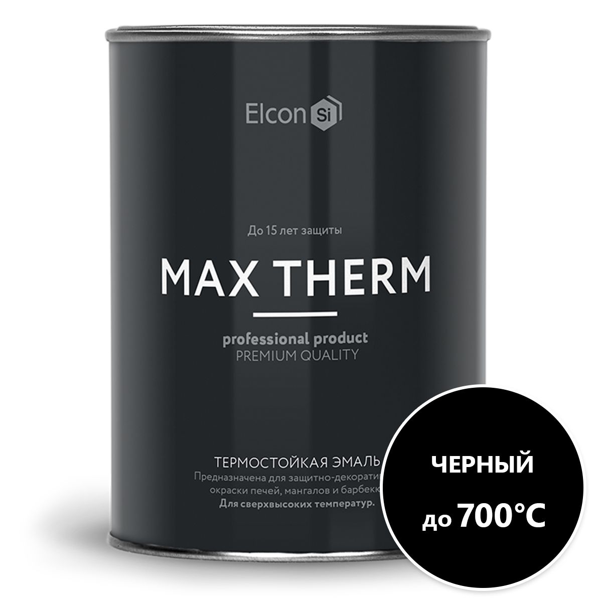 фото Термостойкая антикоррозийная эмаль elcon до 700° черный (0.8 кг)