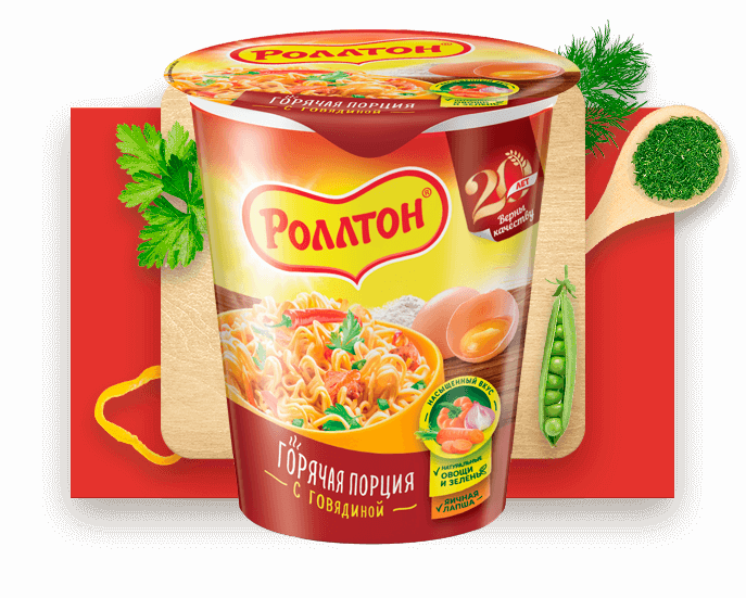 

Лапша Роллтон Горячая порция с говядиной 70 г