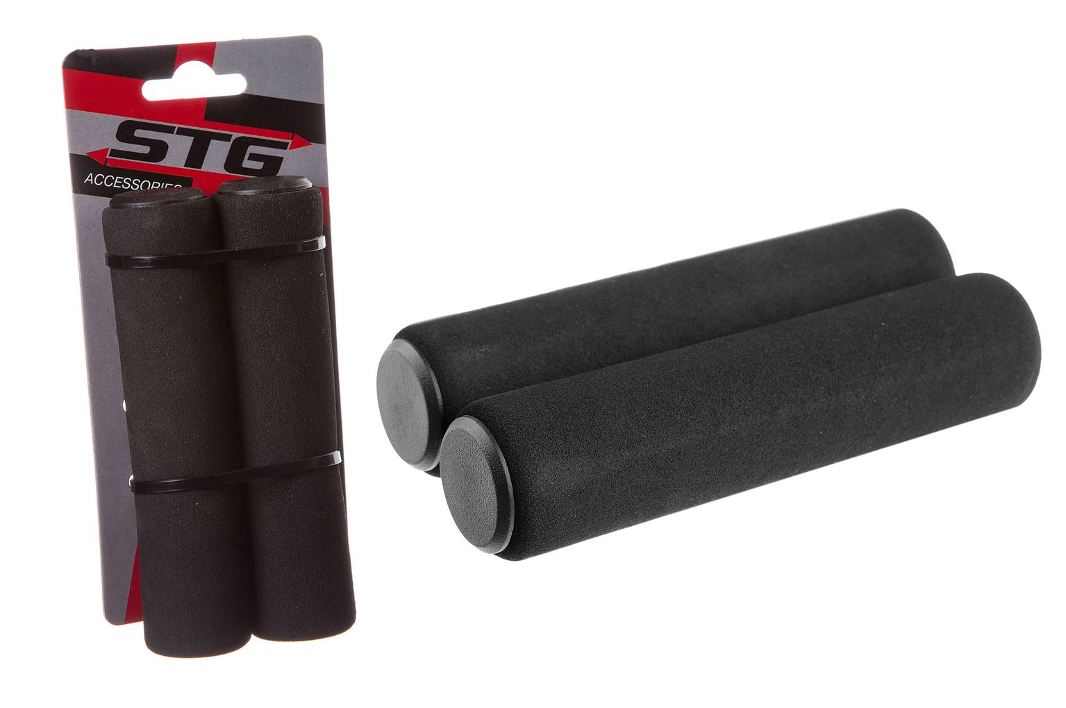 Грипсы велосипедные (128mm) (резиновые, поролон, чёрный) STG