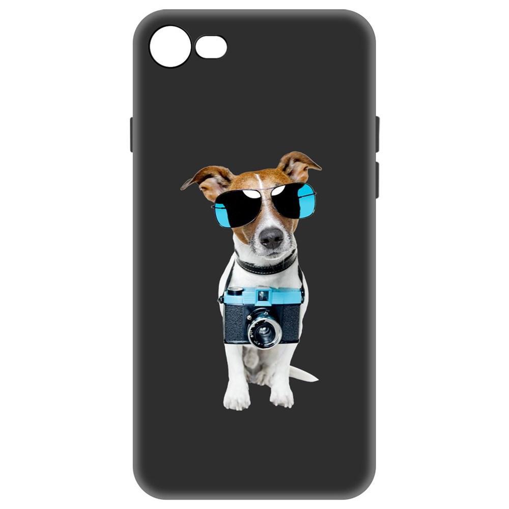 фото Чехол-накладка krutoff soft case пес-турист для iphone 7/8 черный