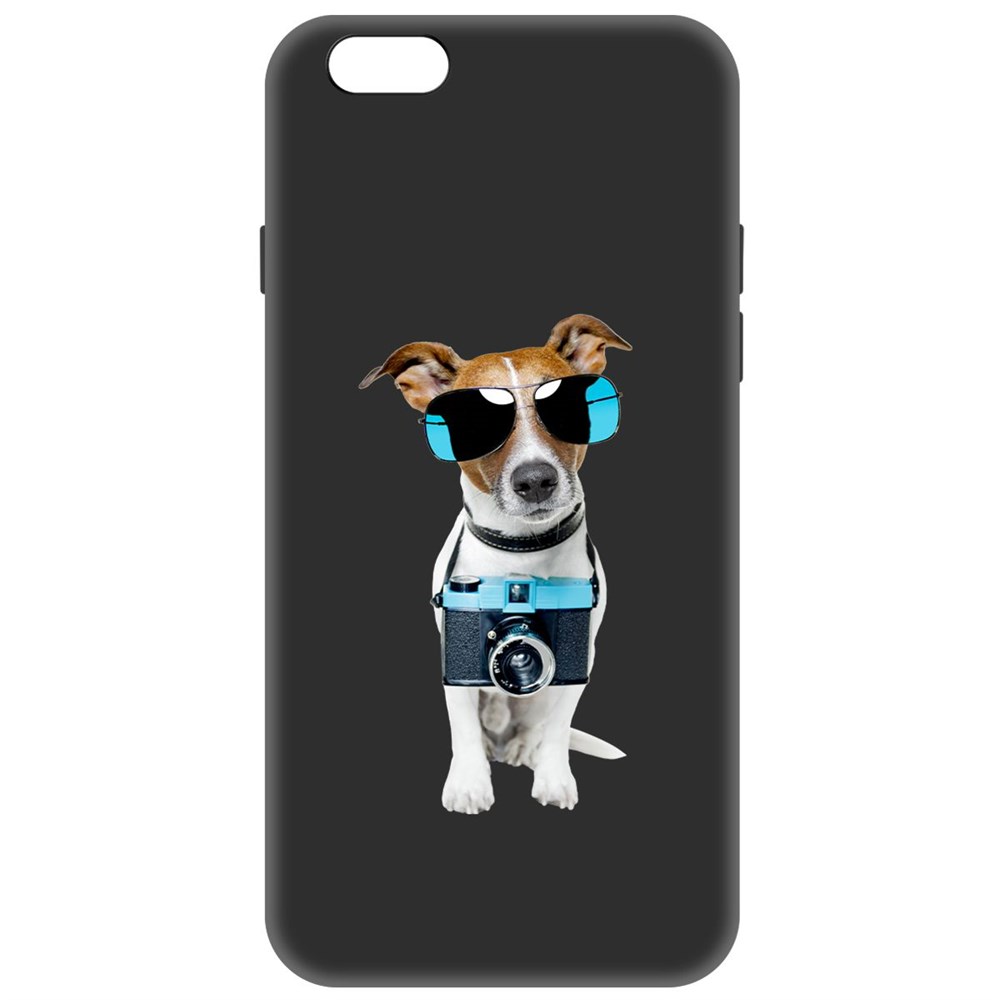 фото Чехол-накладка krutoff soft case пес-турист для iphone 6 plus/6s plus черный
