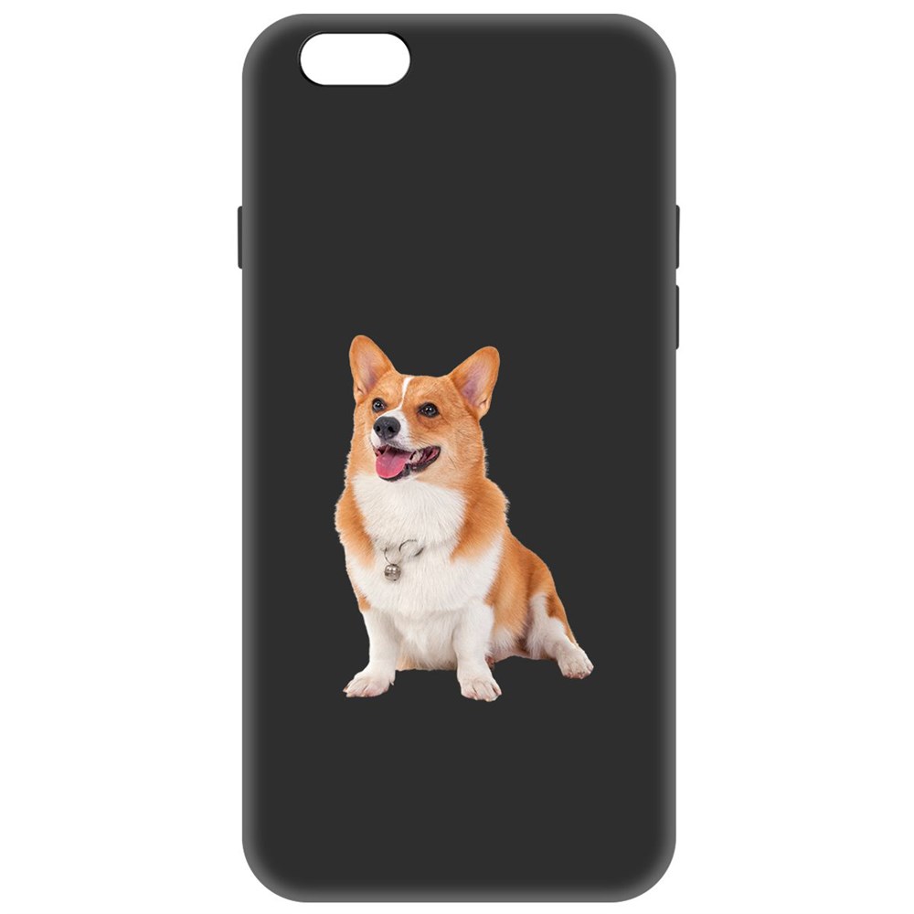 фото Чехол-накладка krutoff soft case корги для iphone 6 plus/6s plus черный