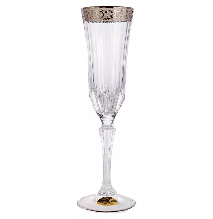фото Бокалы для шампанского 180 мл 6 шт union glass "адажио цветочный узор платина" 168102 "union glass"
