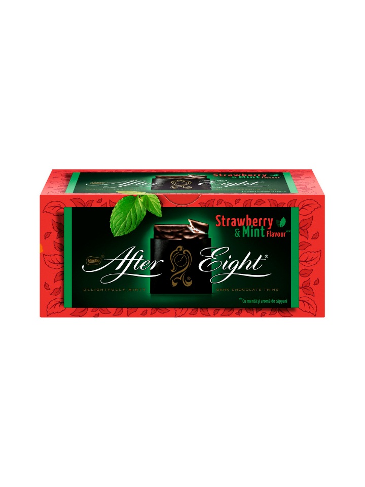 фото Шоколадные конфеты с помадной начинкой со вкусом клубника и мята after eight®. 200г