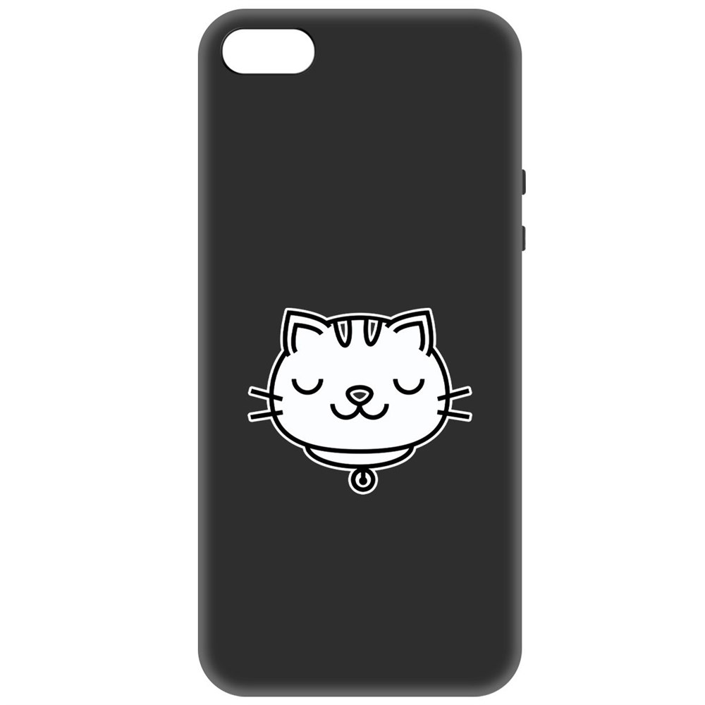 фото Чехол-накладка krutoff soft case черно-белая кошка для iphone 5/5s черный