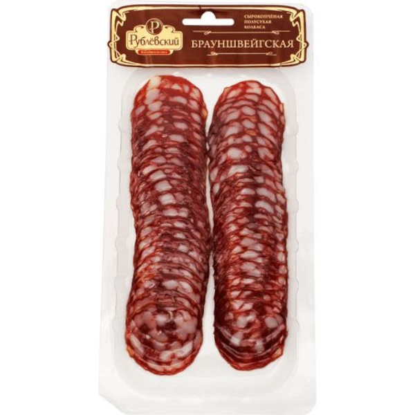 Колбаса сырокопченая Рублевский Брауншвейгская полусухая нарезка 90 г