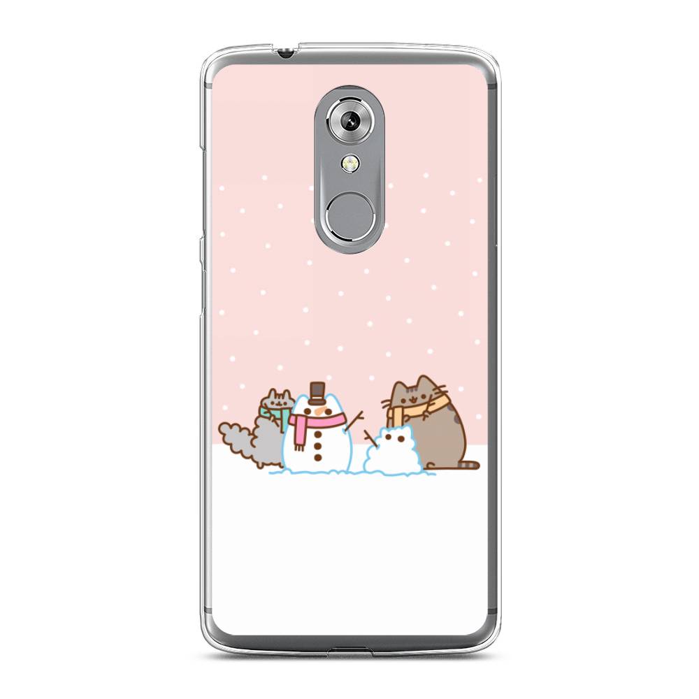 

Чехол на ZTE Axon 7 "Котики в снегу", Розовый;белый;серый, 131450-5