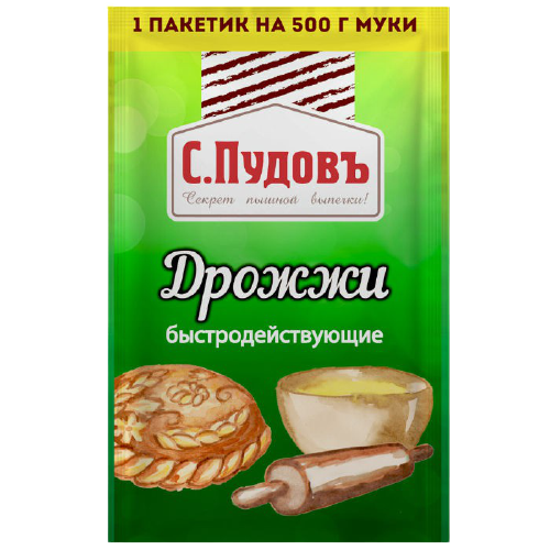 

Дрожжи С.Пудовъ быстродействующие 6 г