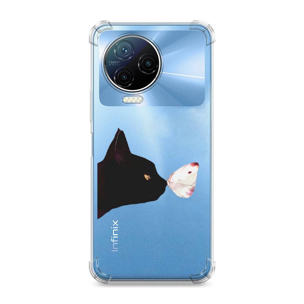 

Чехол Awog на Infinix Note 12 Pro 4G/ Note 12 (2023) "Черный кот и бабочка", Бежевый;черный, 3102251-1