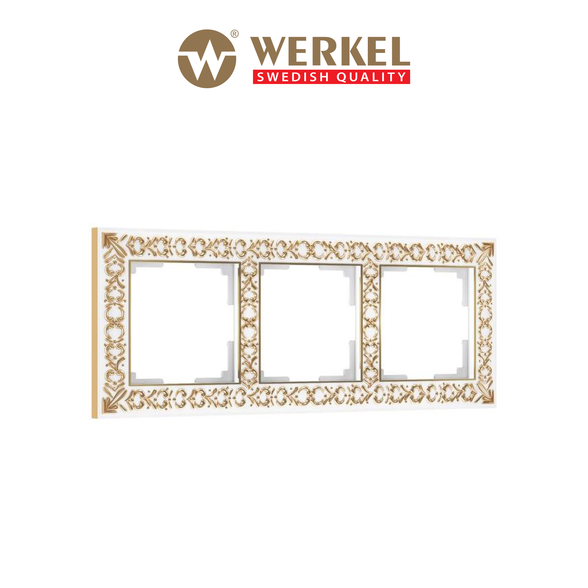 

Рамка для розетки / выключателя на 3 поста Werkel W0031523 Antik белое золото металл, Белый, Antik