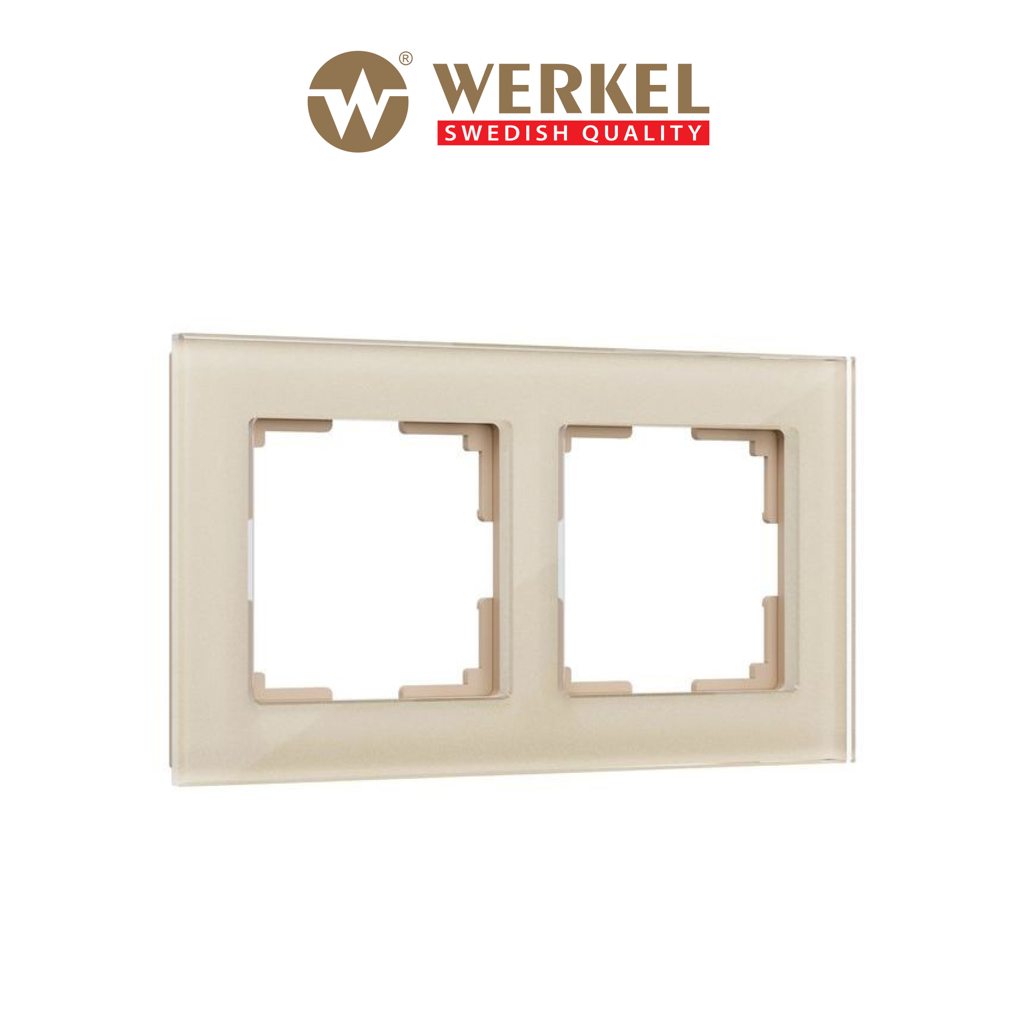 

Рамка для розетки / выключателя на 2 поста Werkel W0021111 Favorit шампань стекло, Золотистый, Favorit