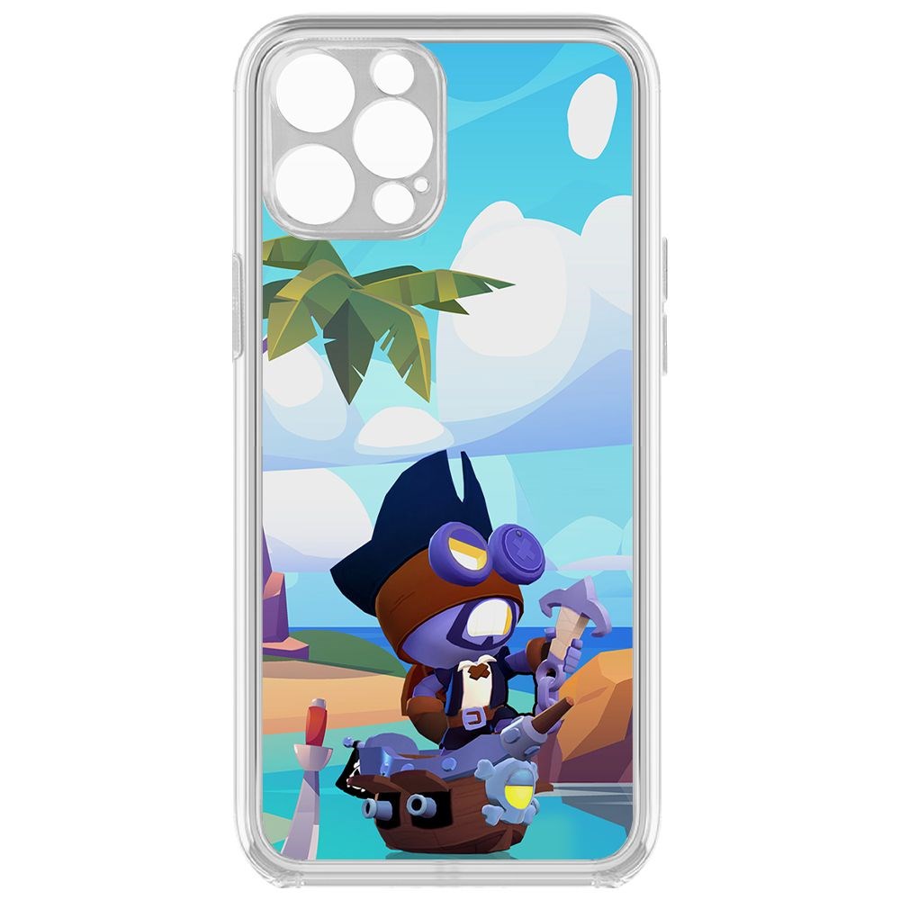 

Чехол-накладка Brawl Stars-Темный Корсар Карл для iPhone 12 Pro с защитой камеры, Прозрачный