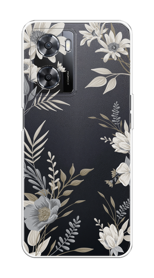 

Чехол на Oppo A57 4G/A77 4G/A77s 4G/A57s "Цветы сепия", Серый;прозрачный;зеленый;белый, 2511850-1